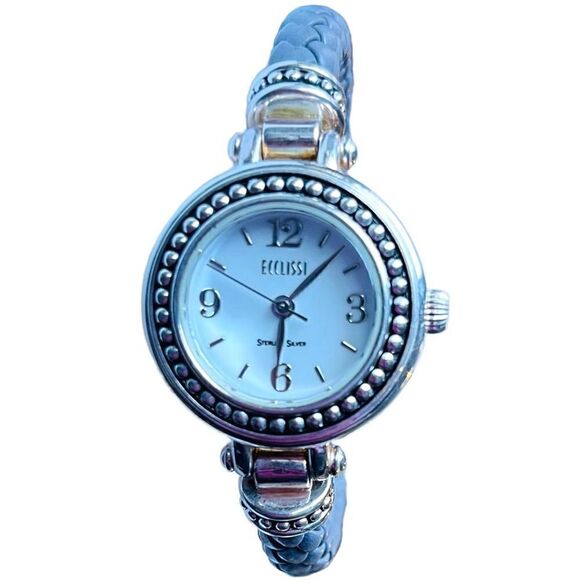 Nwot Ecclissi Sterling Silver and Leather Analog Watch - Picture 8 of 8